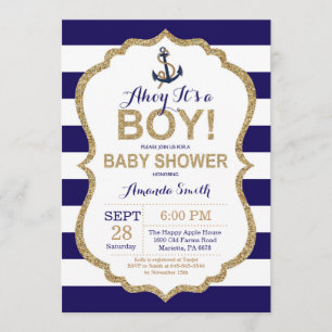 Ahoy it's a Boy! Nautical Baby Shower Invitation