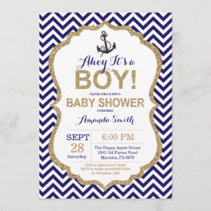 Ahoy it's a Boy! Nautical Baby Shower Invitation
