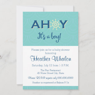 Ahoy it's a boy nautical baby shower invitation