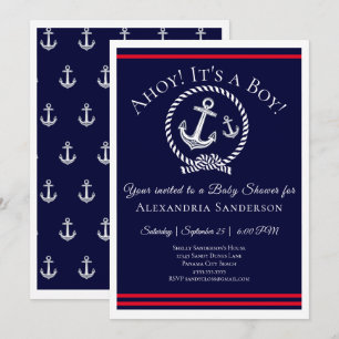Ahoy it's a Boy! Nautical Baby Shower Invitation