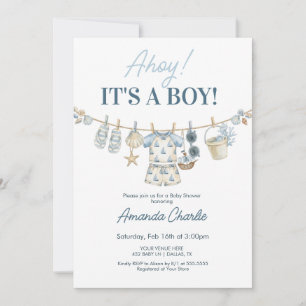 Ahoy It's a Boy nautical Baby Shower Invitation