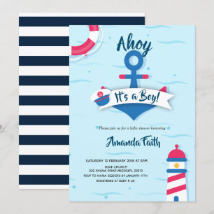 Ahoy it's a boy nautical Baby Shower Invitation