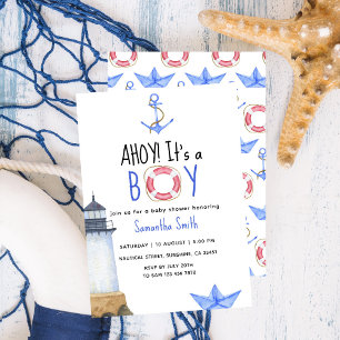 Ahoy It's A Boy! Nautical Baby Shower Invitation