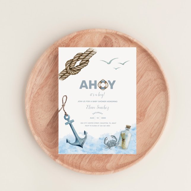 Ahoy! It's A Boy – Nautical Baby Shower Invitation (Creator Uploaded)