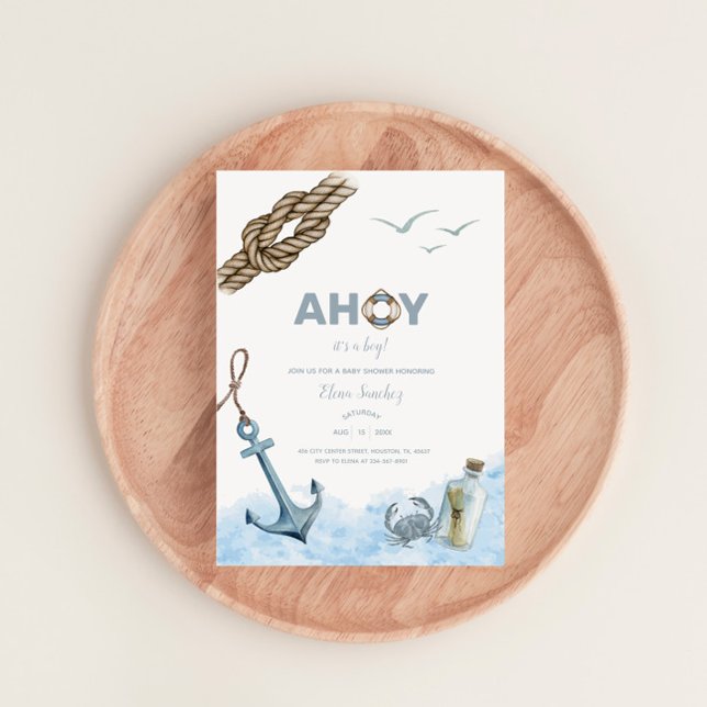Ahoy! It's A Boy – Nautical Baby Shower Invitation (Creator Uploaded)