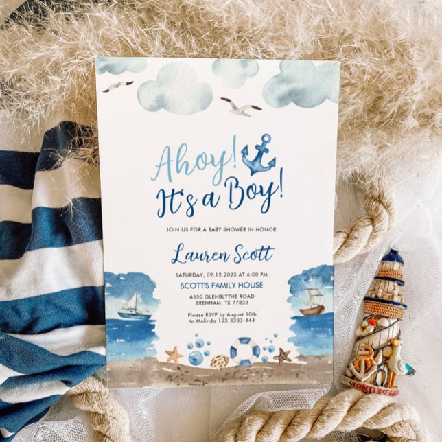 Ahoy It's a Boy | Nautical Baby Shower Invitation (Creator Uploaded)