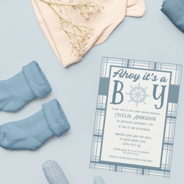 Ahoy It's A Boy Nautical Baby Shower Invitation (Creator Uploaded)
