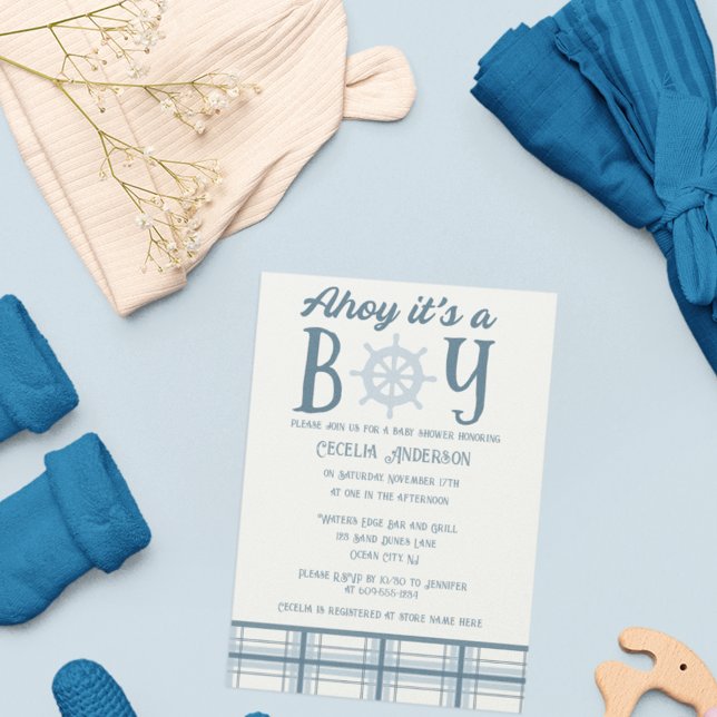 Ahoy It's A Boy Nautical Baby Shower  Invitation (Creator Uploaded)