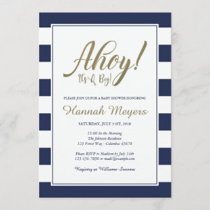 Ahoy! It's A Boy!  Nautical Baby Shower Invitation