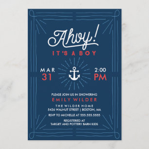 Ahoy It's A Boy Nautical Baby Shower Invitation