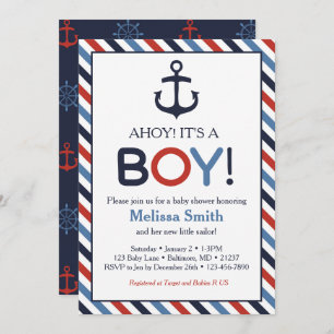 Ahoy It's a Boy Nautical Baby Shower Invitation