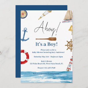 Ahoy It's a Boy Nautical Baby Shower Invitation