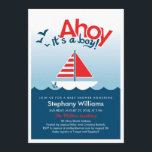 Ahoy it's a Boy Nautical Baby Shower Invite<br><div class="desc">Customise this lovely stylish nautical themed Ahoy it's a Boy Baby Shower Invite. Matching Cake Pops design can be found on a link below:</div>