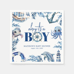 Ahoy it's a Boy Nautical Baby Shower Napkin