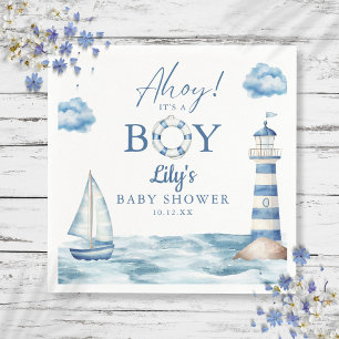 Ahoy Its A Boy Nautical Baby Shower Napkin