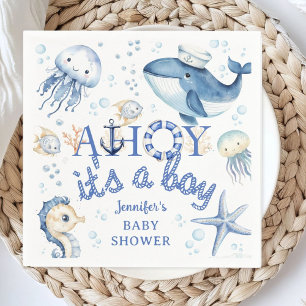 Ahoy It's a Boy Nautical Baby Shower Napkin