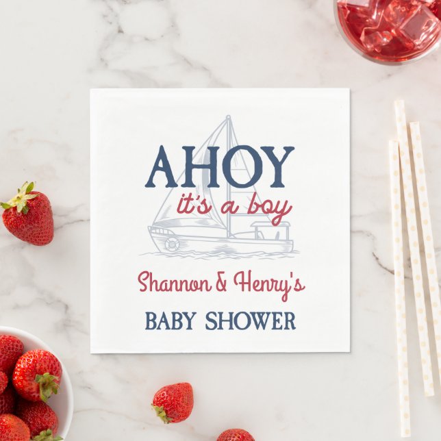 Ahoy It's a Boy Nautical Baby Shower Napkin (Insitu)