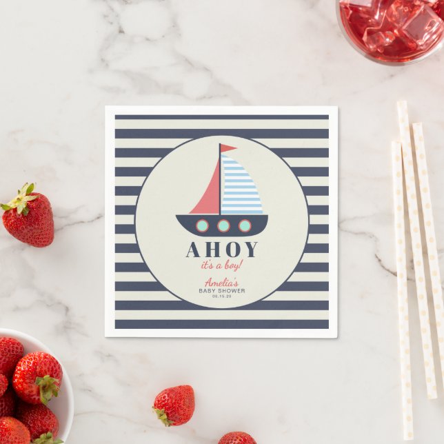 Ahoy It's a Boy Nautical Baby Shower Napkins  (Insitu)