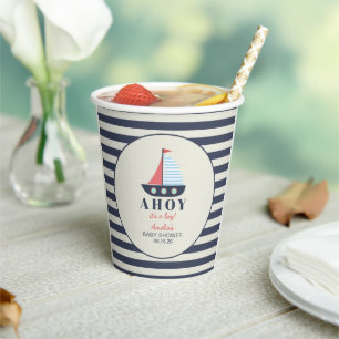 Ahoy It's a Boy Nautical Baby Shower Paper Cups 