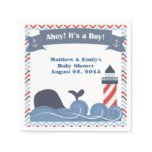 Ahoy Its a Boy Nautical Baby Shower Paper Napkins