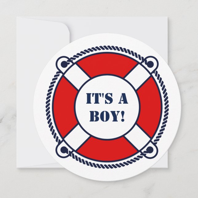 Ahoy it's a boy nautical baby shower party invites (Front)