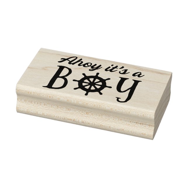 Ahoy It's A Boy Nautical Baby Shower Rubber Stamp (Stamp)