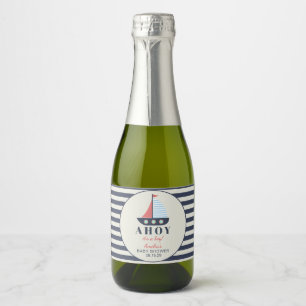 Ahoy It's a Boy Nautical Baby Shower Sparkling Wine Label
