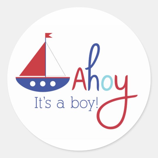 Ahoy its a boy! Nautical baby shower sticker | Zazzle.co.uk