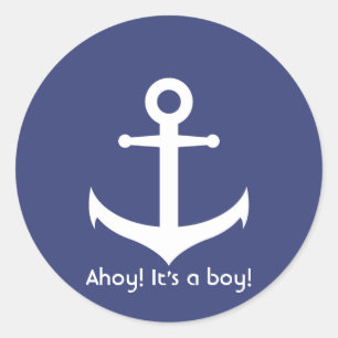Ahoy! It's a Boy! Nautical Baby Shower Sticker