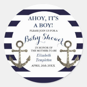 Ahoy It's a Boy Nautical Baby Shower Stickers