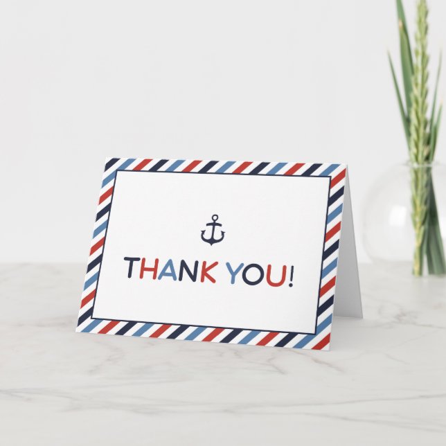 Ahoy It's a Boy Nautical Baby Shower Thank You (Front)