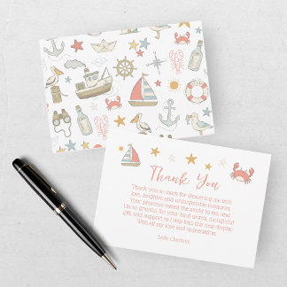 Ahoy It's A Boy Nautical Baby Shower Thank You Card