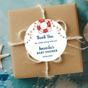 Ahoy It's a Boy Nautical Baby Shower Thank You Classic Round Sticker