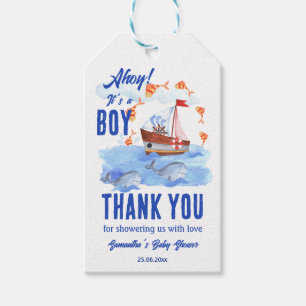 Ahoy it's a boy nautical baby shower thank you gift tags