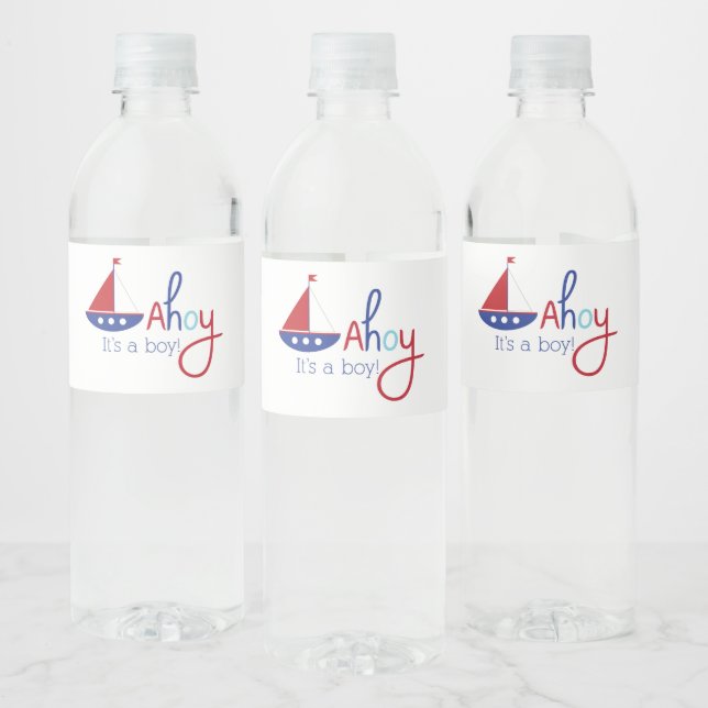 Ahoy its a boy! Nautical baby shower water labels (Bottles)