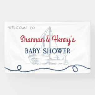 Ahoy It's a Boy Nautical Baby Shower Welcome Banner
