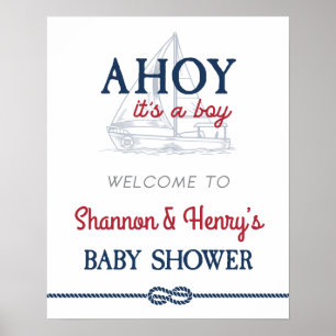 Ahoy It's a Boy Nautical Baby Shower Welcome Sign