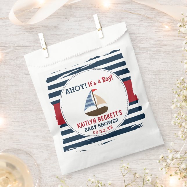 Ahoy It's A Boy! Nautical Boat Baby Shower Favour Bags (Clipped)