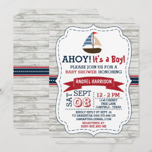 Ahoy It's A Boy! Nautical Boat Baby Shower Invites
