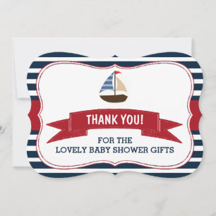 Ahoy It's A Boy! Nautical Boat Baby Shower Thanks Thank You Card