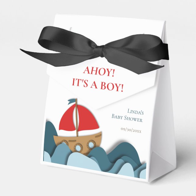 Ahoy its a boy Nautical Boy Baby Shower Favour Box (Front Side)