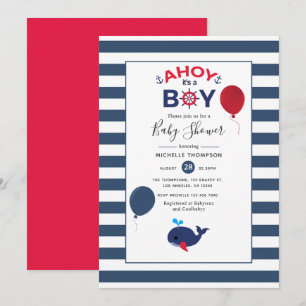 Ahoy it's a Boy Nautical Boy Baby Shower Invitation