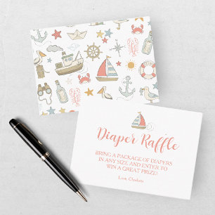 Ahoy its a Boy Nautical Diaper Raffle Baby Shower  Enclosure Card