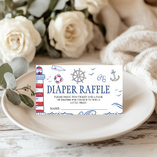 Ahoy It's a Boy Nautical Diaper Raffle Ticket Enclosure Card