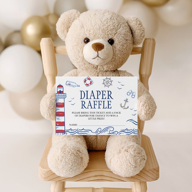 Ahoy It's a Boy Nautical Diaper Raffle Ticket Enclosure Card (Creator Uploaded)