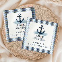 Ahoy It's A Boy Nautical Navy Blue Baby Shower