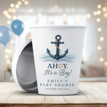 Ahoy It's A Boy Nautical Navy Blue Baby Shower