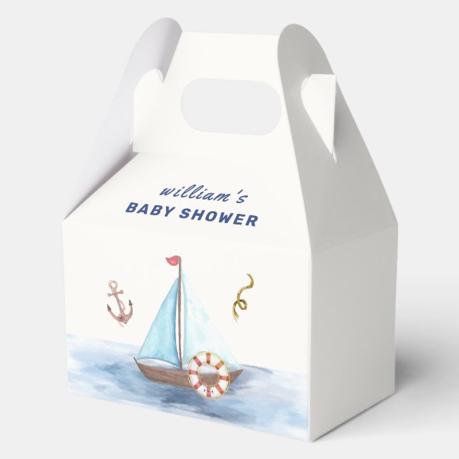 Ahoy It's A Boy Nautical Sailboat Baby Shower  Favour Box (Front)