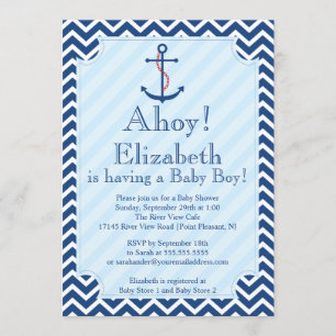 Ahoy It's A Boy Nautical Sailboat Boy Baby Shower Invitation