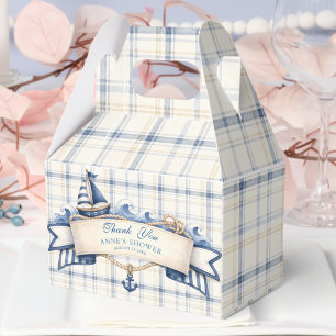 Ahoy It's a Boy Nautical Sailboat Navy Blue Baby Favour Box